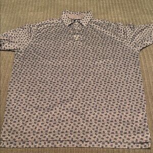 FootJoy Men's Polo Shirt - Navy and Beige Pattern